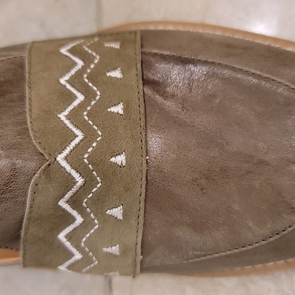 Sundance Olive Green Embroidered Leather Mule Slip-On Shoes - Size 36 = 5 1/2 - Picture 6 of 9